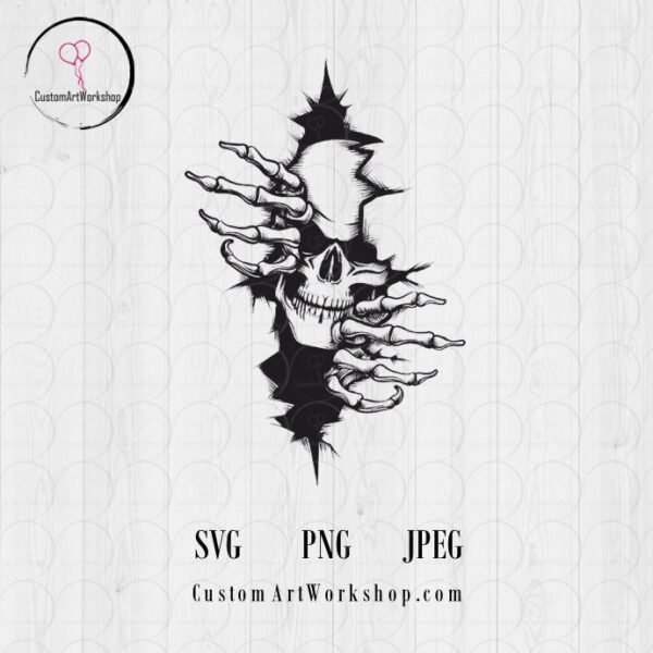 Skull In The Wall Clipart, Instant Download