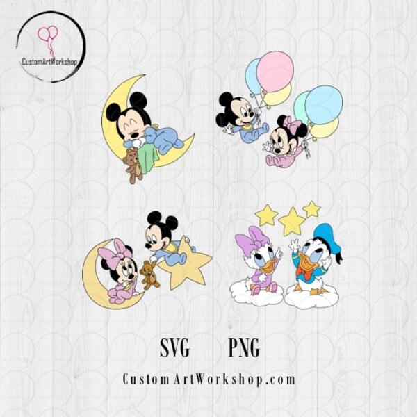 Baby Mickey & Friends Pastel Clipart Instant Download