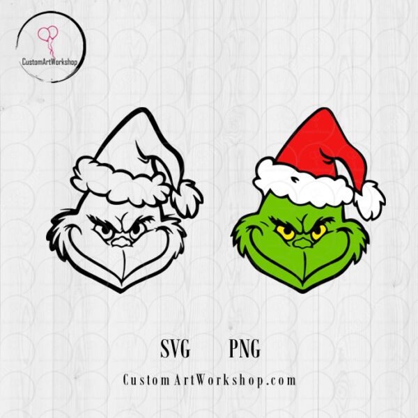 Christmas Grinch, Grinch Face, Dr Seuss Clipart Instant Download