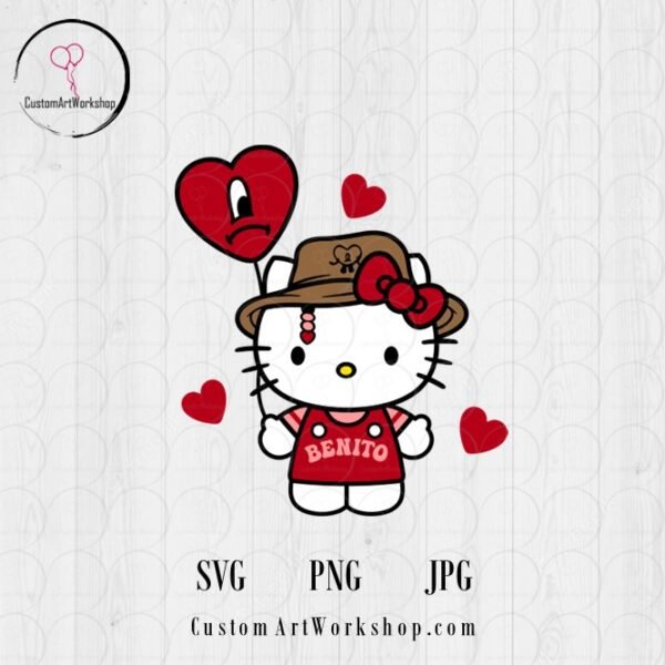 Hello Kitty Benito Bad Bunny Hearts Instant Download