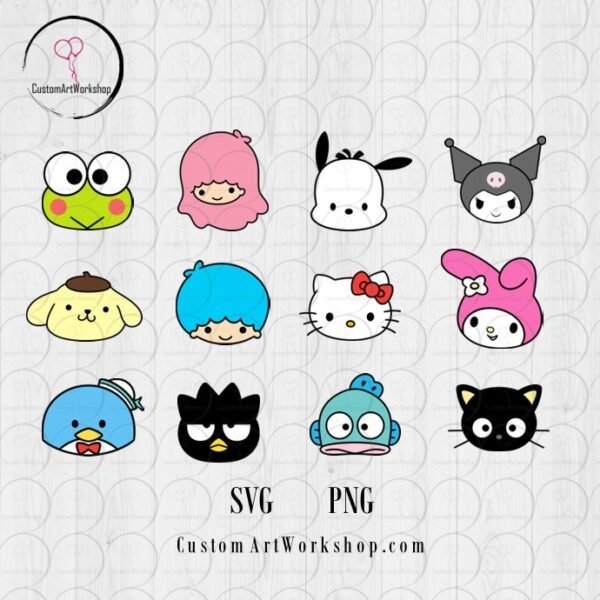 Hello Kitty Sanrio Friends Heads Instant Download