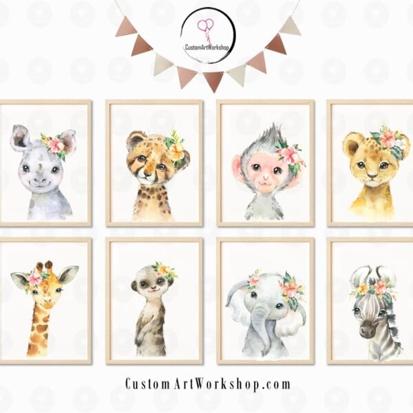 Safari Nursery Print Set Wall Decor