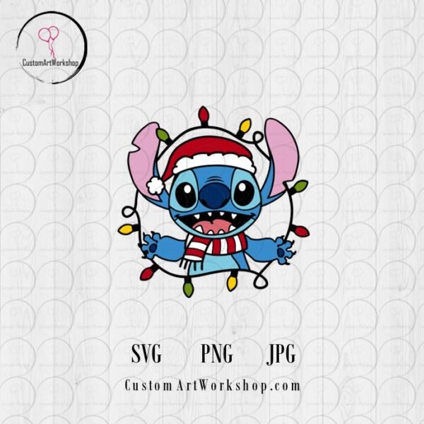Stitch Christmas Lights Instant Download