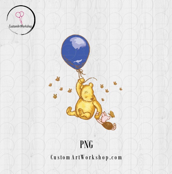 Winnie the Pooh with Blue Balloon Instant Download 1 Winnie the Pooh with Blue Balloon Instant Download