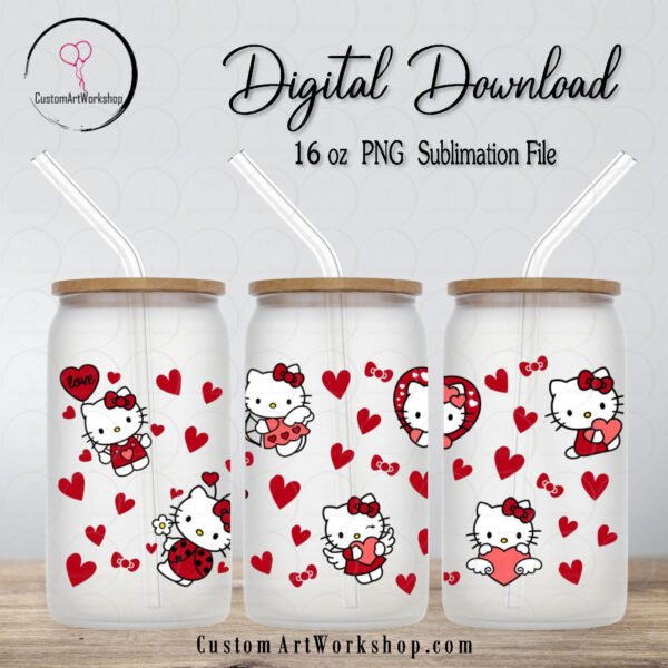 Hello Kitty Heart Glass Can Wrap Instant Download