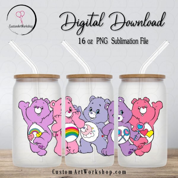 Care Bears Glass Can Wrap Instant Download