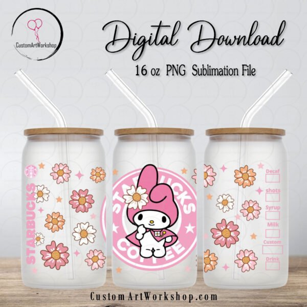 Hello Kitty Spring My Meoldy Starbucks Glass Can Wrap Instant Download