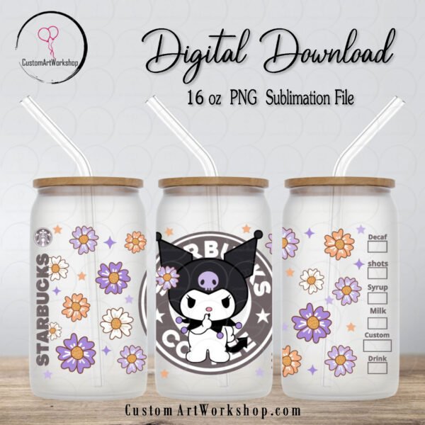 Hello Kitty Kuromi Spring Starbucks Glass Can Wrap Instant Download