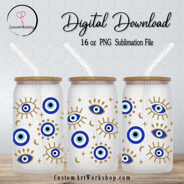 Evil Eye Glass Can Wrap Instant Download