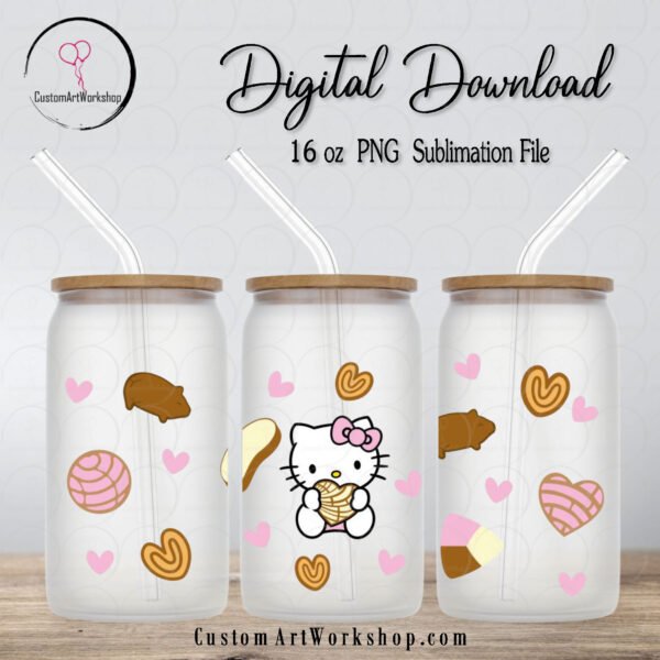 Hello Kitty Concha Glass Can Wrap Instant Download