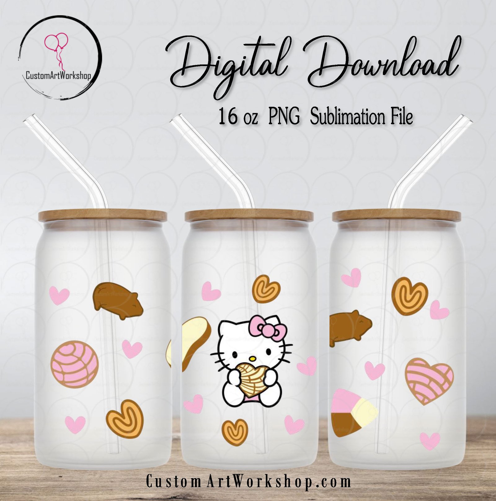 Hello Kitty Concha Glass Can Wrap Instant Download 1 Hello Kitty Concha Glass Can Wrap Instant Download