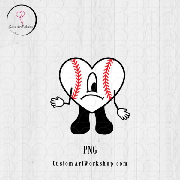 Bad Bunny Baseball Funny Heart Digital File Instant Download
