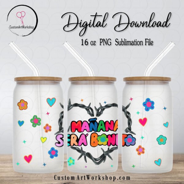 Karol G Manana Sera Bonito 3 Glass Can Wrap Instant Download