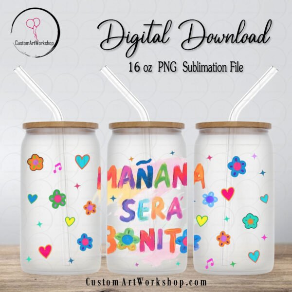 Karol G Manana Sera Bonito 2 Glass Can Wrap Instant Download