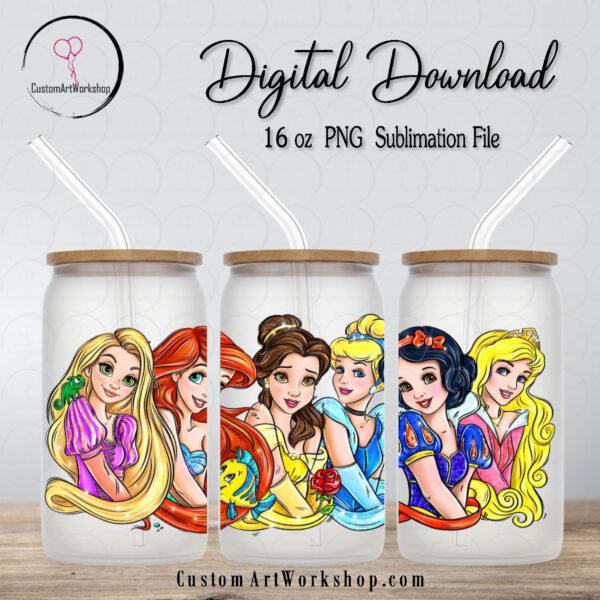 Princesses Amazing Glass Can Wrap Instant Download