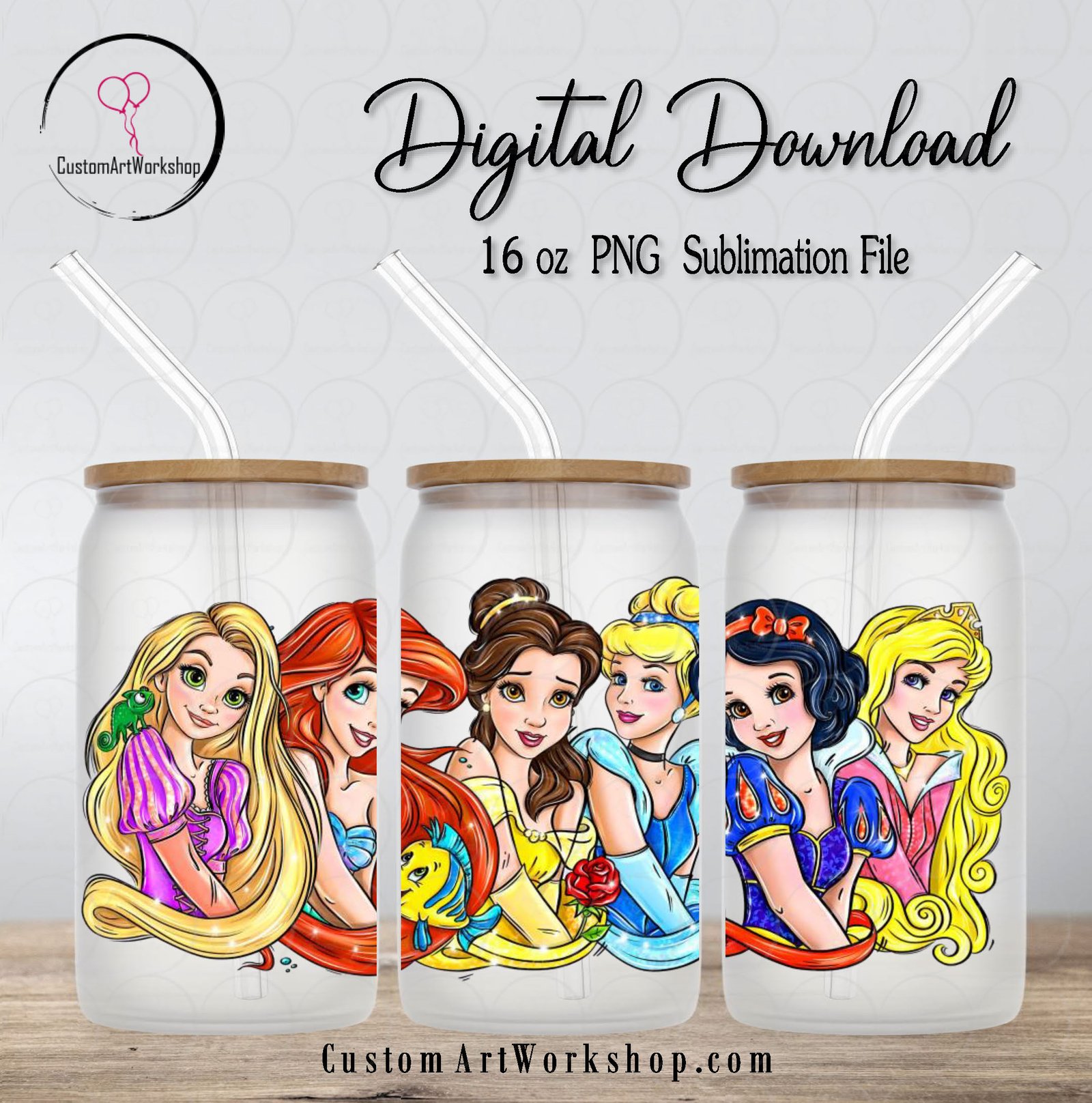 Princesses Amazing Glass Can Wrap Instant Download 1 Princesses Amazing Glass Can Wrap Instant Download