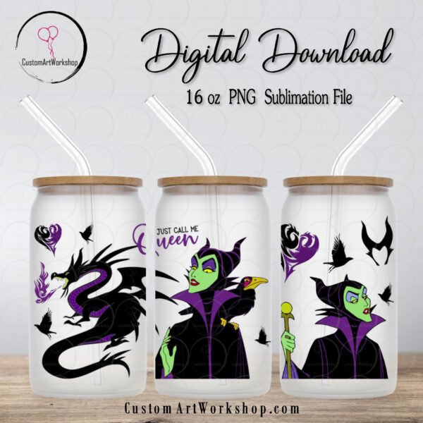 Maleficent Glass Can Wrap Instant Download
