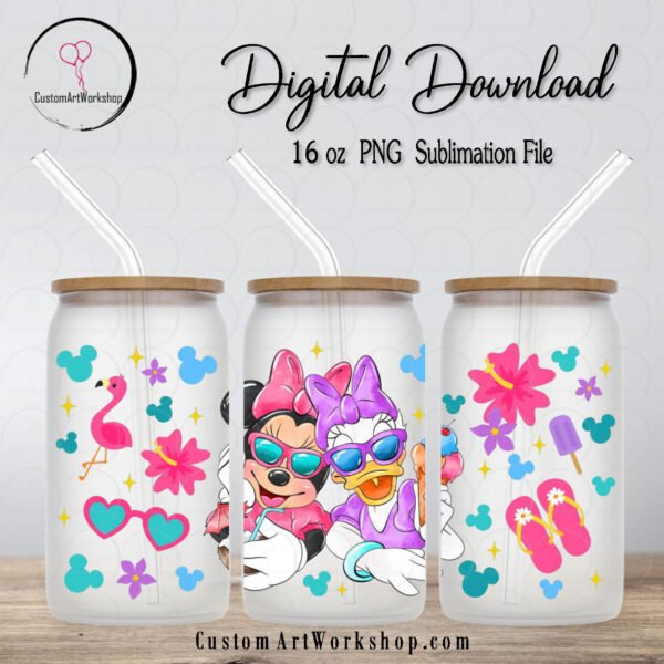 Minnie and Daisy Glass Can Wrap Instant Download