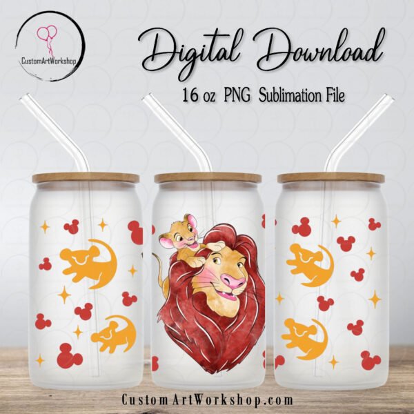 Lion King Simba Mufasa Glass Can Wrap Instant Download