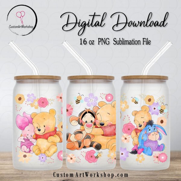 Winnie the Pooh Baby Glass Can Wrap Instant Download