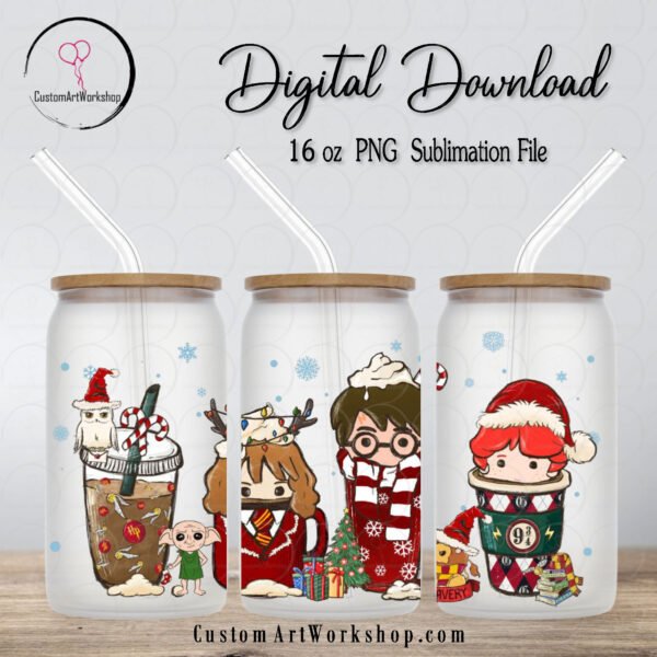 Harry Potter Christmas Latte Glass Can Wrap Instant Download