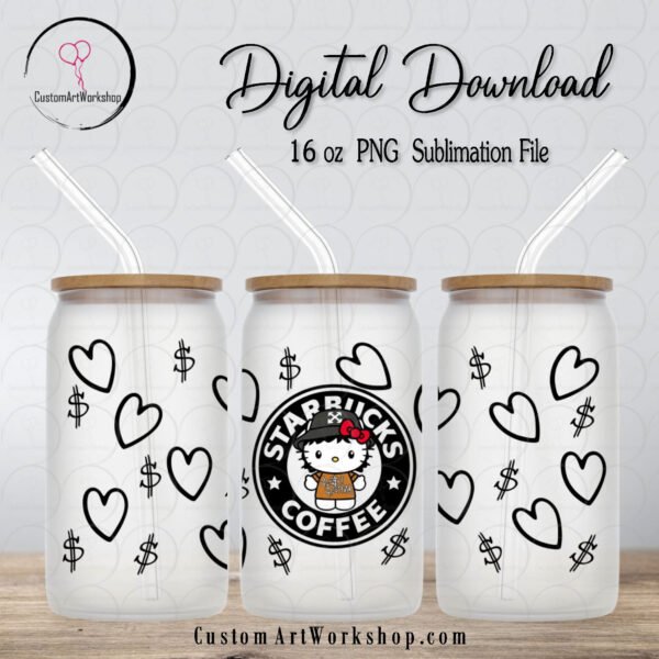 Hello Kitty Peso Pluma Starbucks Glass Can Wrap Instant Download