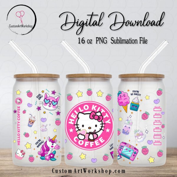 Hello Kitty Starbucks Unicorn Glass Can Wrap Instant Download