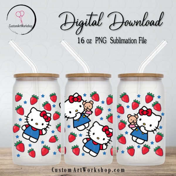 Hello Kitty Strawberry Glass Can Wrap Instant Download