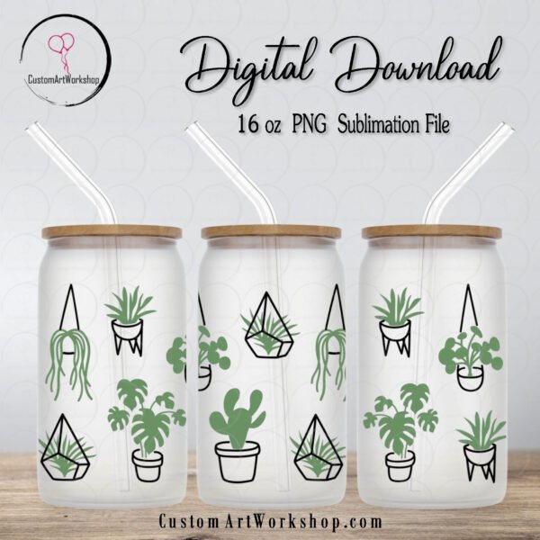 Indoor Plants Glass Can Wrap Instant Download