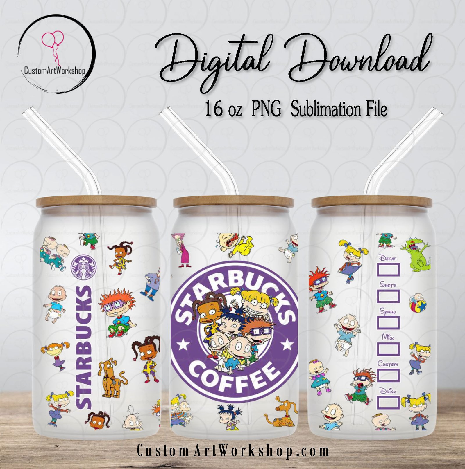 Rugrats Starbucks Glass Can Wrap Instant Download 1 Rugrats Starbucks Glass Can Wrap Instant Download