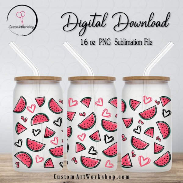 Watermelon Glass Can Wrap Instant Download