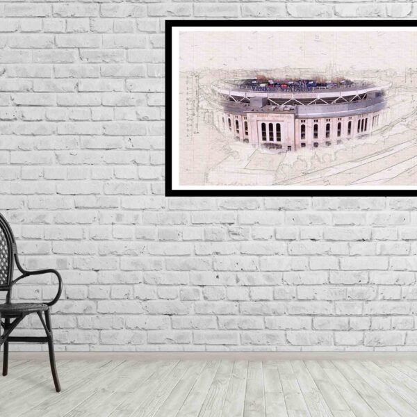 Yankee Stadium Sketch New York Wall Art Colorful Watercolor Poster Digital File Instant Download