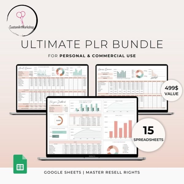 PLR Spreadsheets Bundle for Google Sheets Master Resell Rights Commercial License PLR Templates Budget Spreadsheets