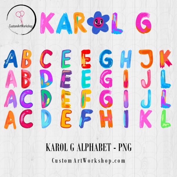 Karol G Alphabet and Numbers Clipart Instant Download