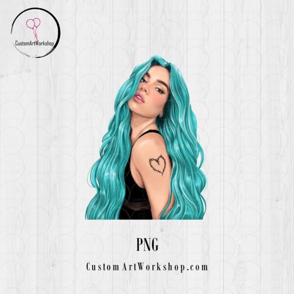 Karol G Turquoise Hair Clipart Instant Download