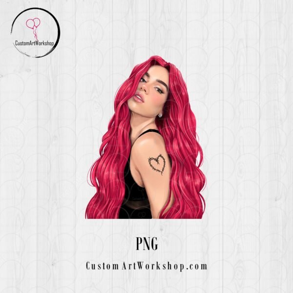 Karol G Red Pink Hair Clipart Instant Download