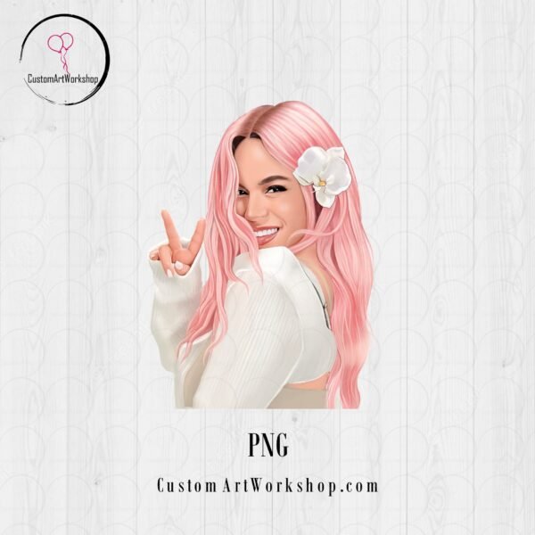 Karol G Light Pink Hair Clipart Instant Download
