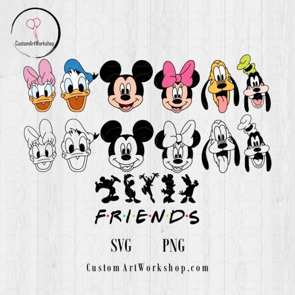Mickey and Friends Heads Clipart Instant Download
