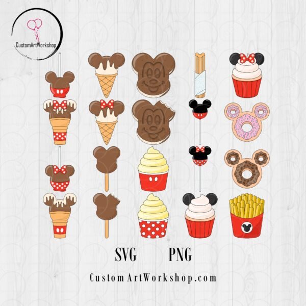Disney Mickey Food Clipart Digital File Instant Download