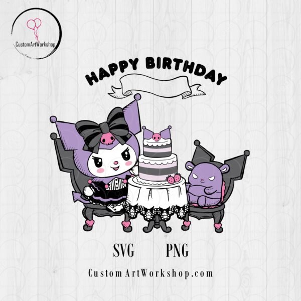 Kuromi Happy Birthday Animated Digital File Instant Download