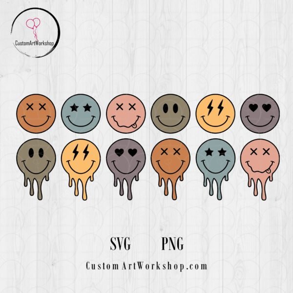 Smiley Face Retro Clipart Instant Download