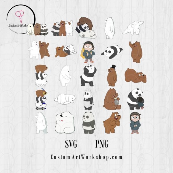 We Bare Bears PNG SVG Clipart Instant Download